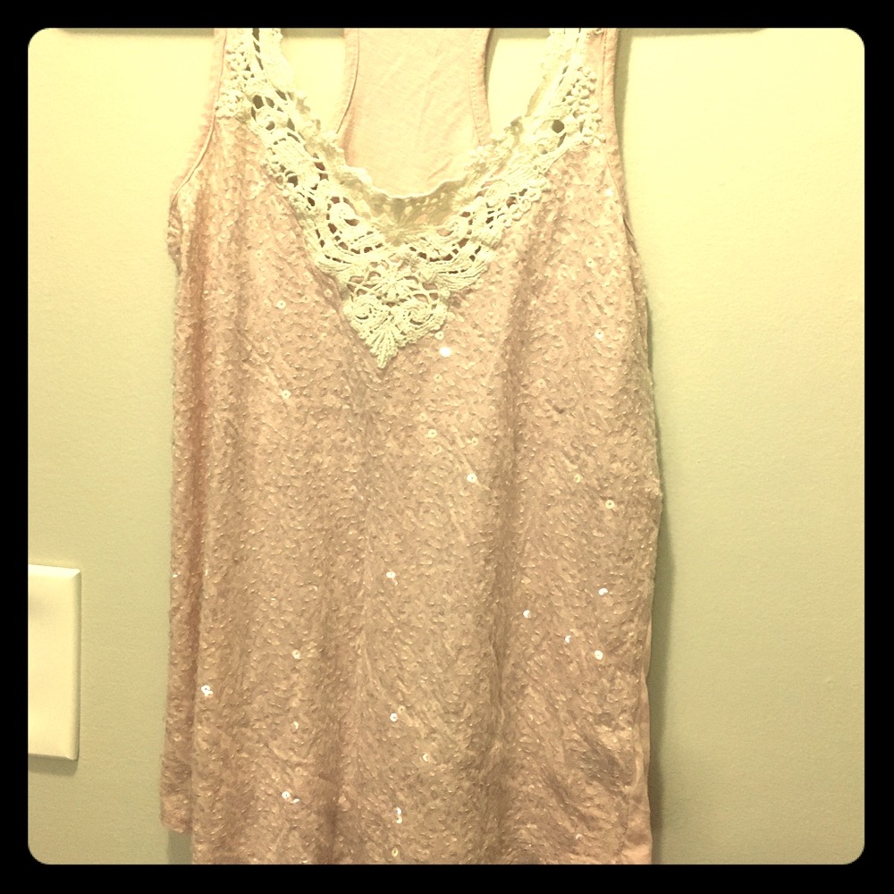 Express Sequin Blush Tank