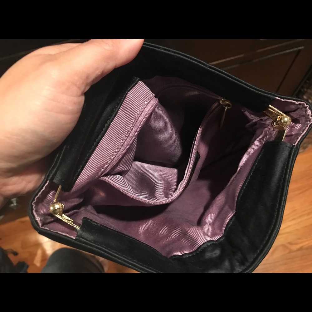 BCBG black silk clutch. Used once! - Picture 2 of 2