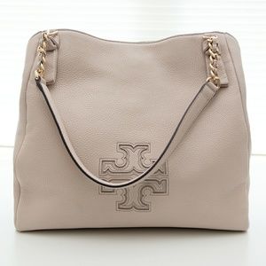 Tory Burch Large Harper Satchel Tote in Bedrock