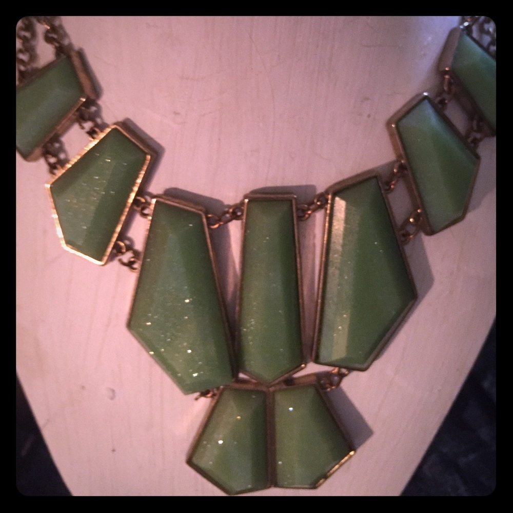 Woman's statement necklace green shimmery