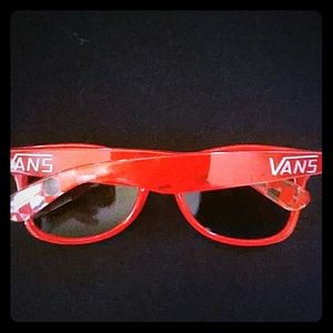 Red and clear Vans glasses