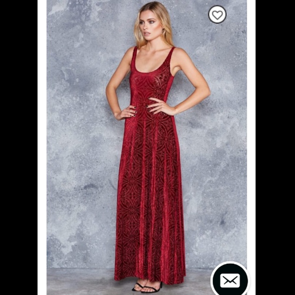 Burned Velvet Maxi Dress (wine)