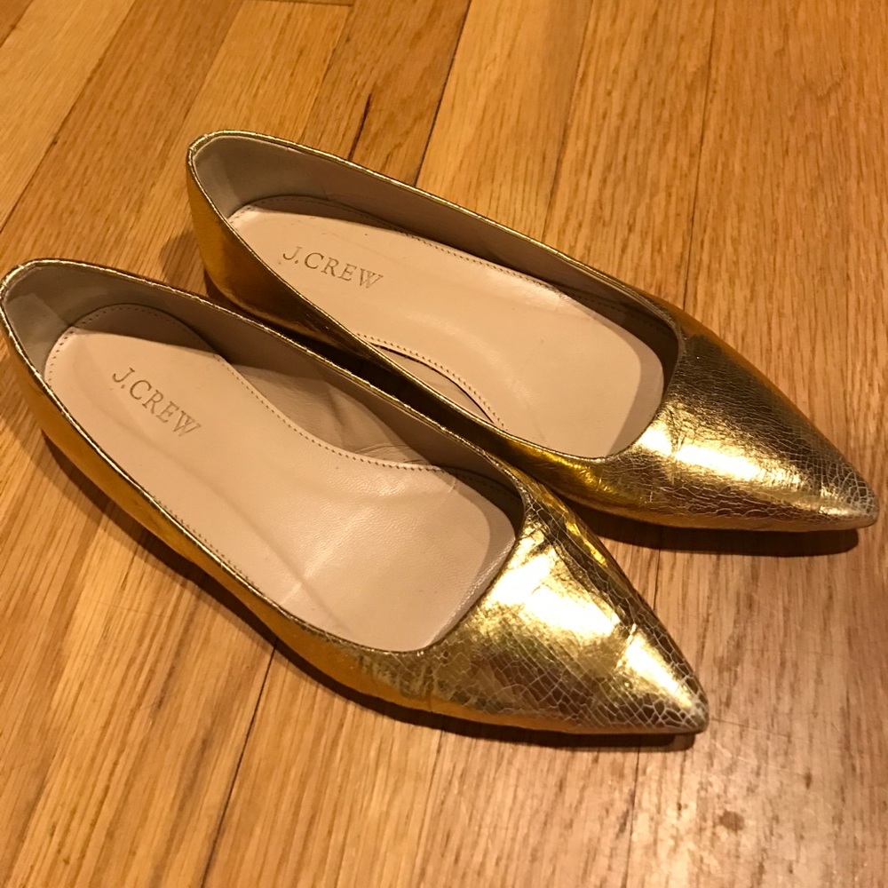 J Crew Metallic Leather Flats