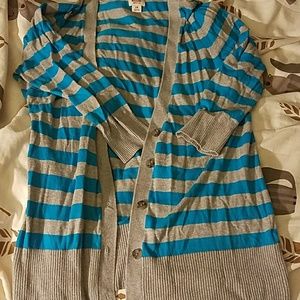 Blue and gray cardigan