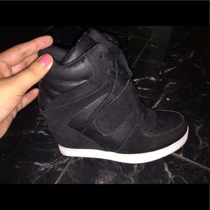 Black sneaker wedges