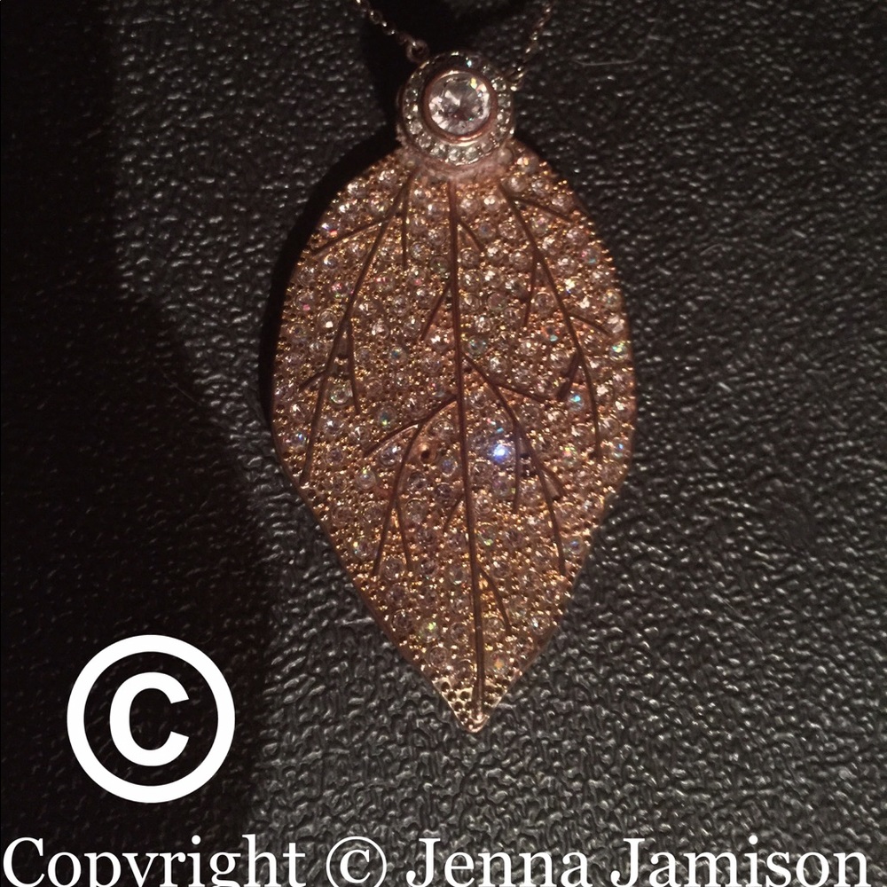 Crystal Accented Feather handmade necklace