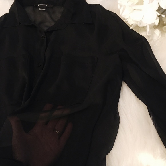 Lightweight Sheer Black Button Down - Picture 2 of 2