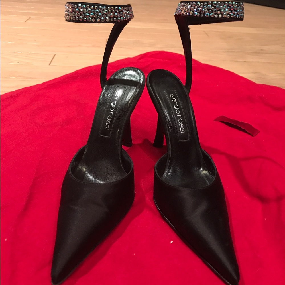 Sergio Rossi Silk Ankle wrap sexy heels 35.5M