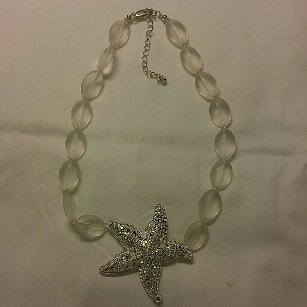 White beaded starfish necklace