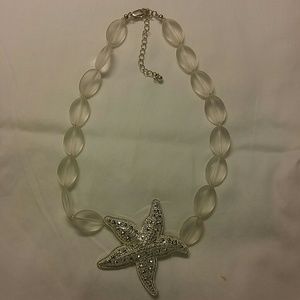 White beaded starfish necklace