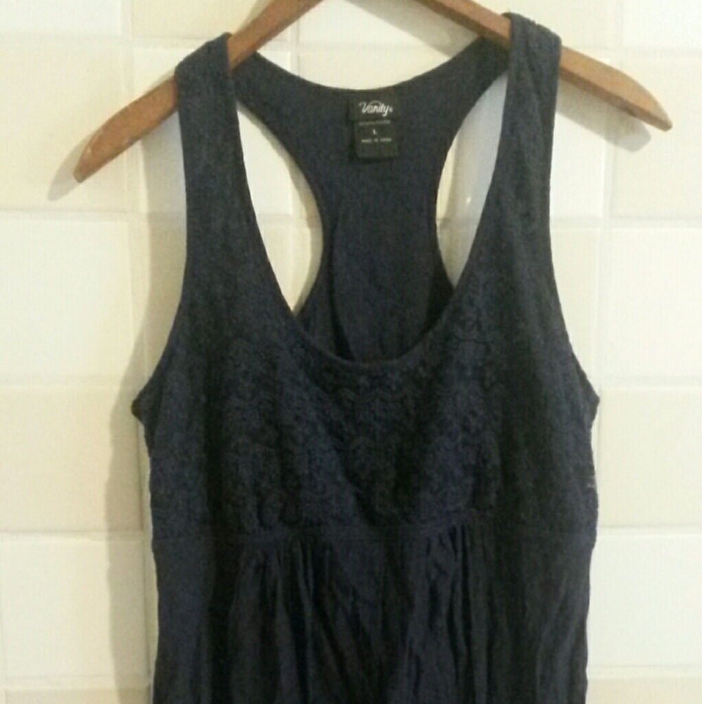 Vanity Brand navy blue lace tank top