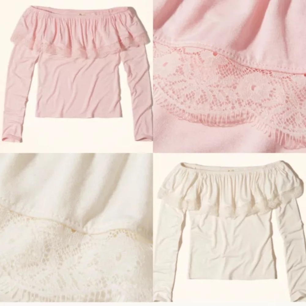 Hollister long sleeve shirt pink and ivory