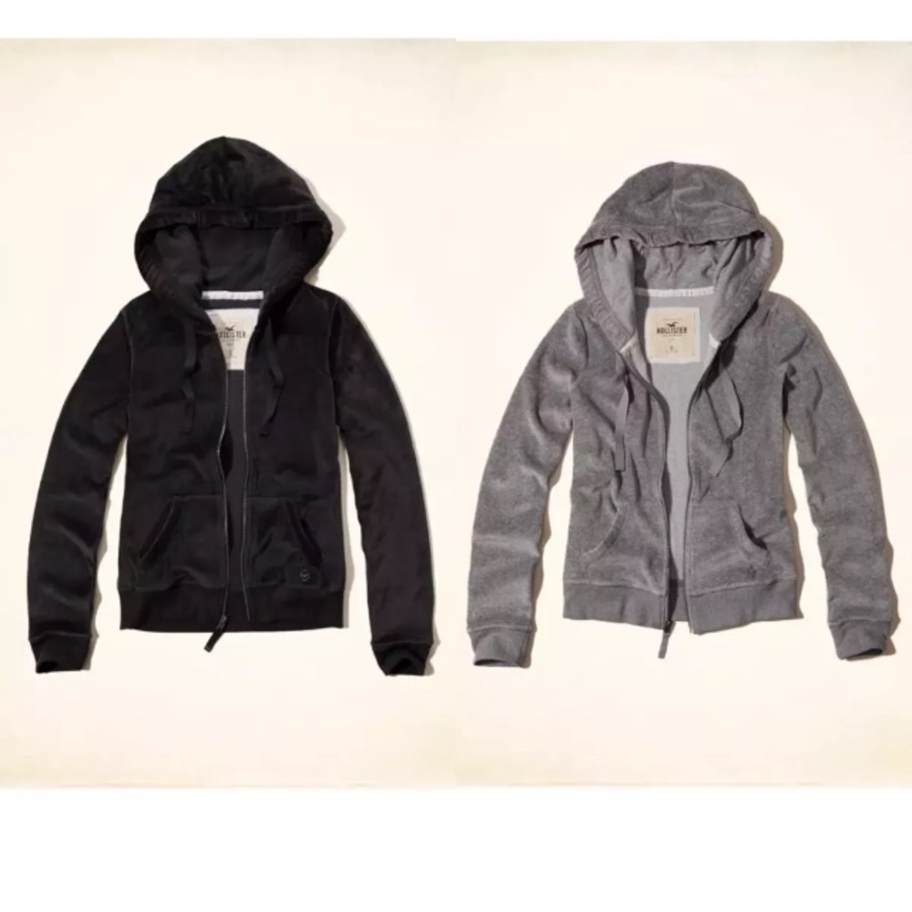 Hollister Zip Up Velour Hoodie