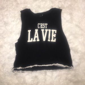 Forever 21 "C'est La Vie" crop-top
