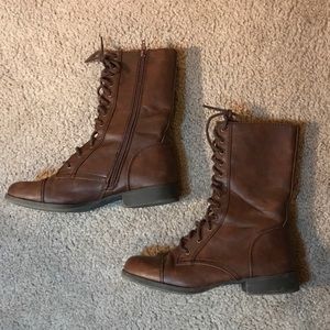 Brown combat boots