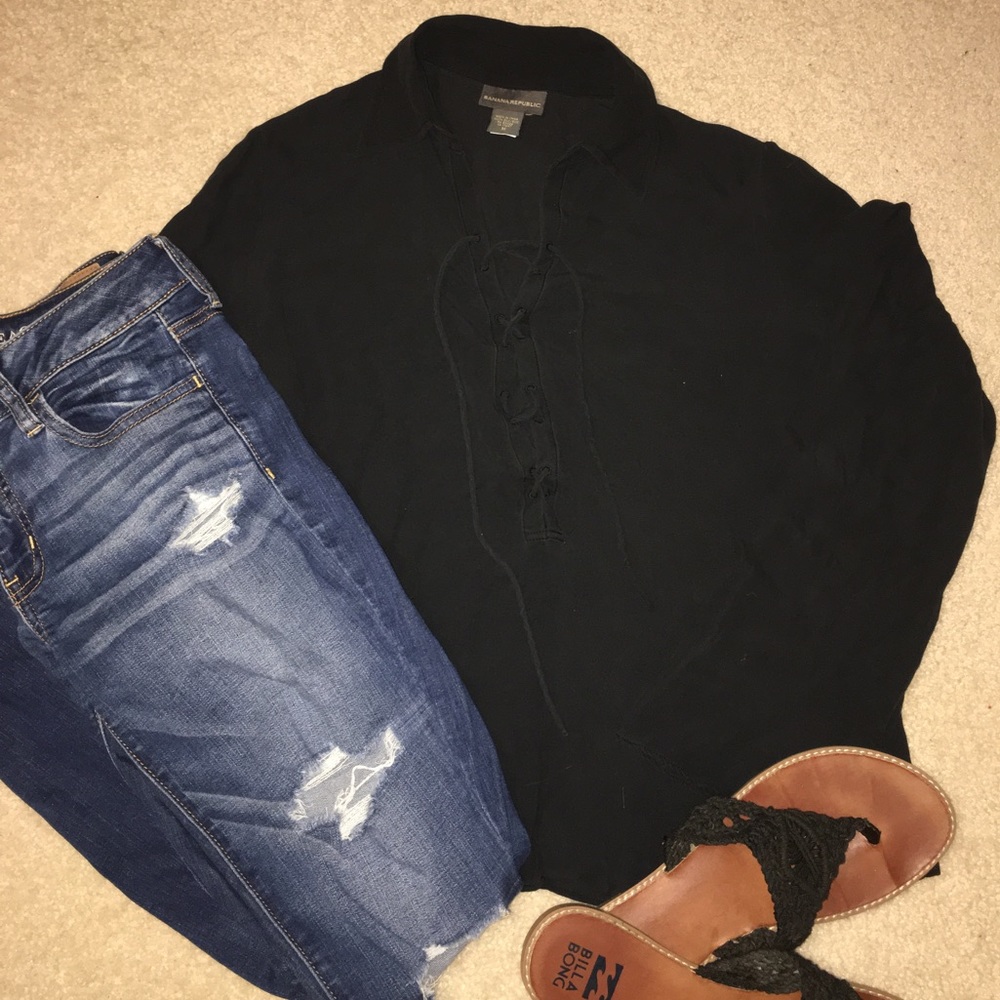 Banana Republic Lace Up Shirt M