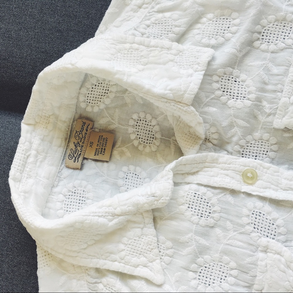 Lucky Brand embroidered button down blouse