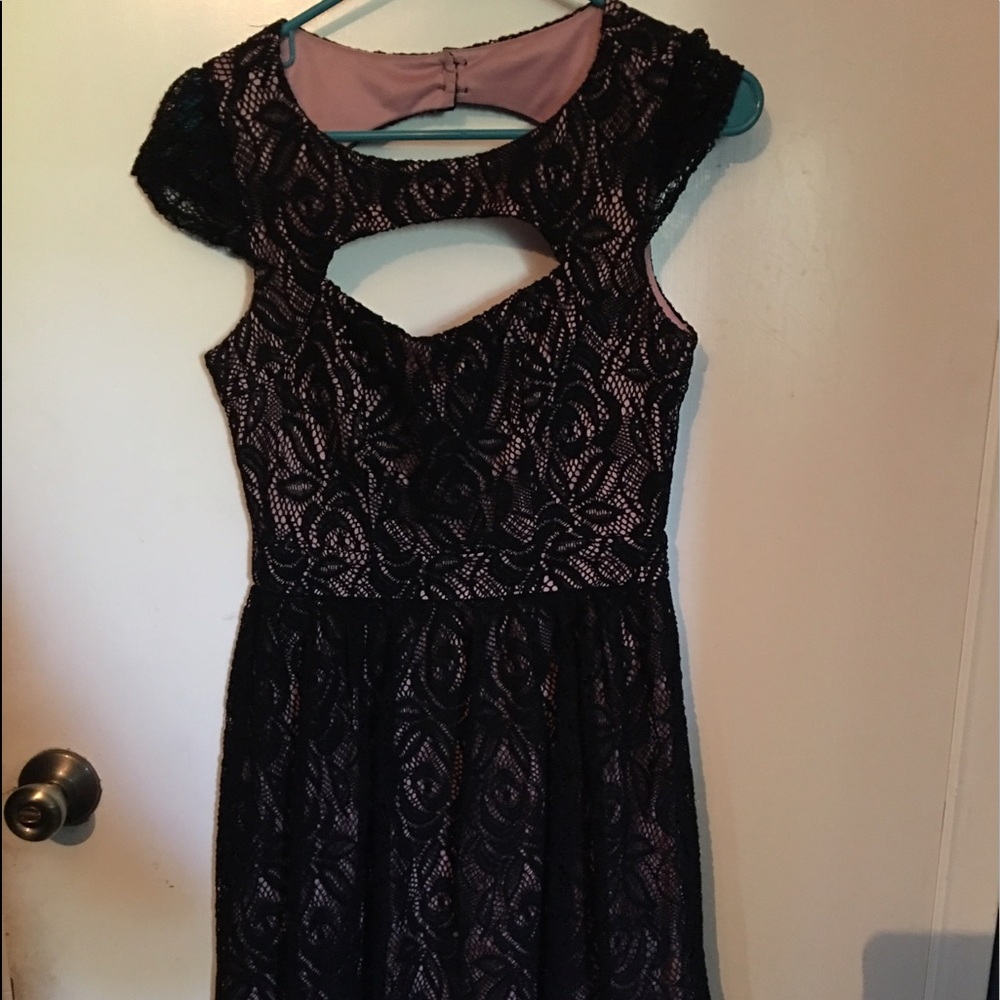 Black and pink lace dress