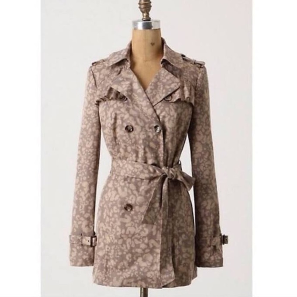 Anthropologie leopard trench coat