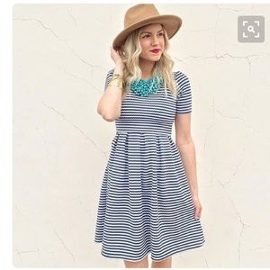 Navy/white stripe Lularoe Amelia Dress