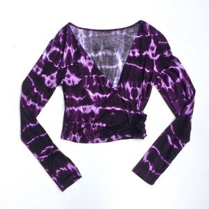HP! Tart Purple Tie Dye Wrap Long Sleeve Crop Top