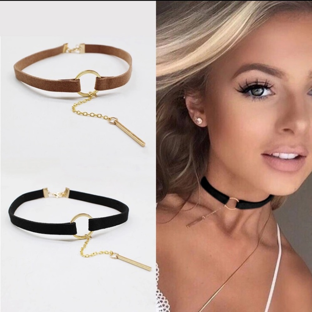 🌺2FOR$10🌺Faux Suede Chain Choker / Brown / Black