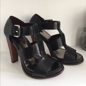 Theory heels - black t-strap pump