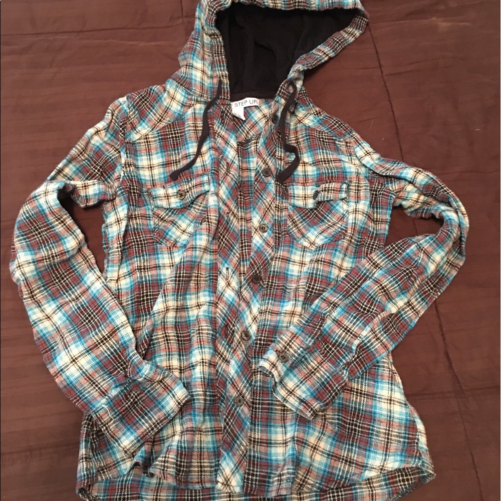 Hooded button-up