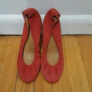 Jcrew red suede flats size 7
