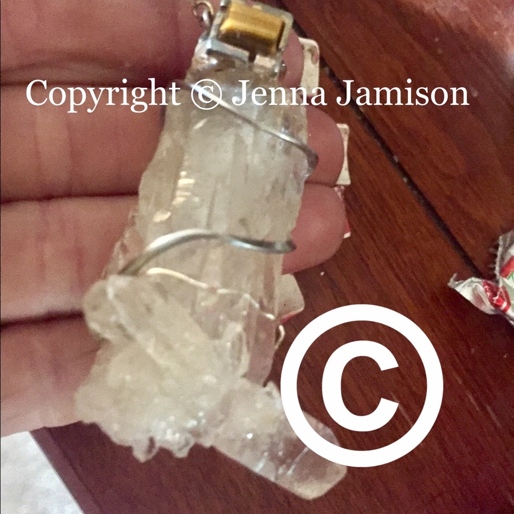 Raw Crystal Quartz Swarovski Crystal Necklace.