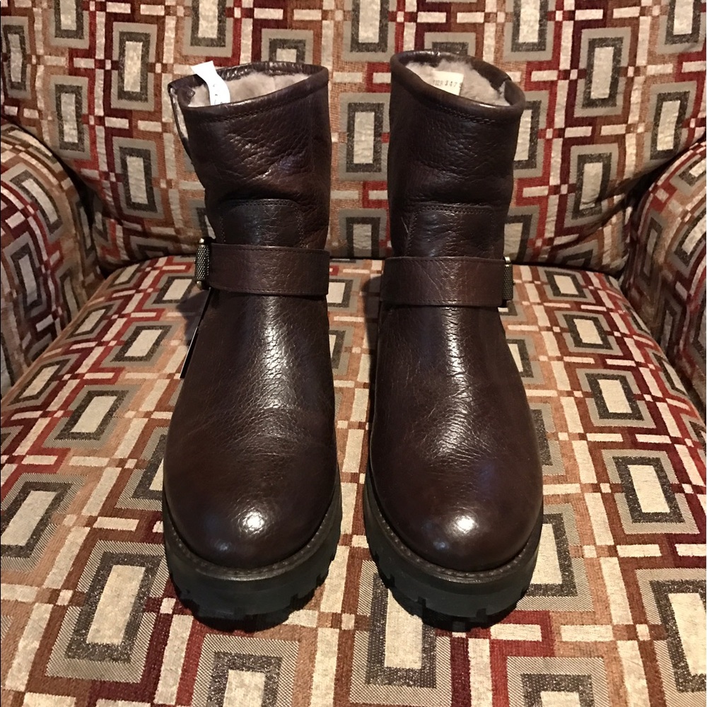 Frye Natalie short engineer lug fur