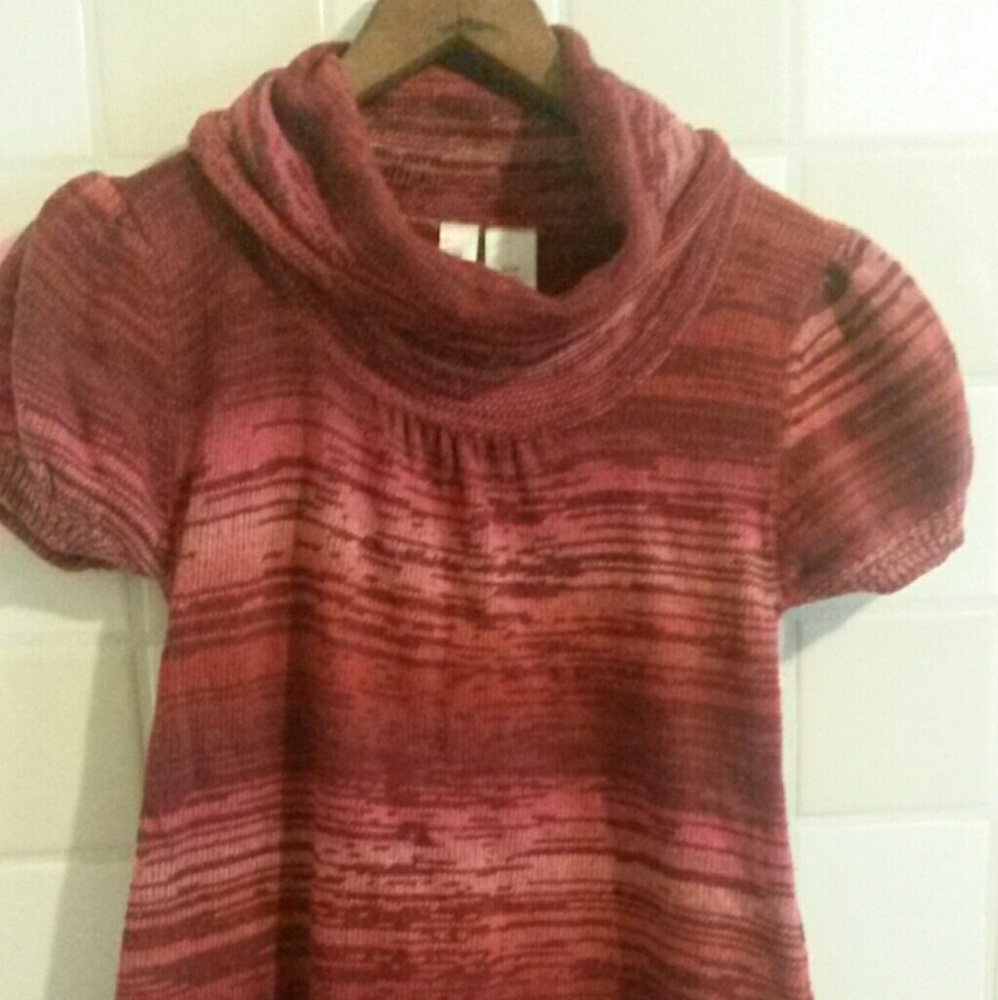 Red variant shade thin knit cowl neck sweater