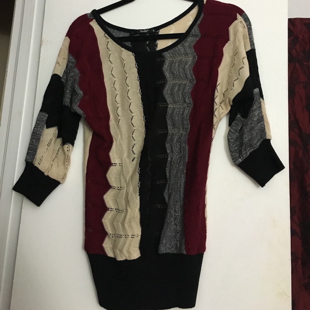 Papaya Vertical Chrevron Light Sweater