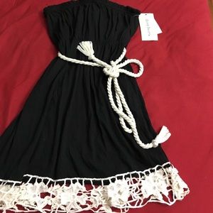 Black Tube Top with floral embellishment