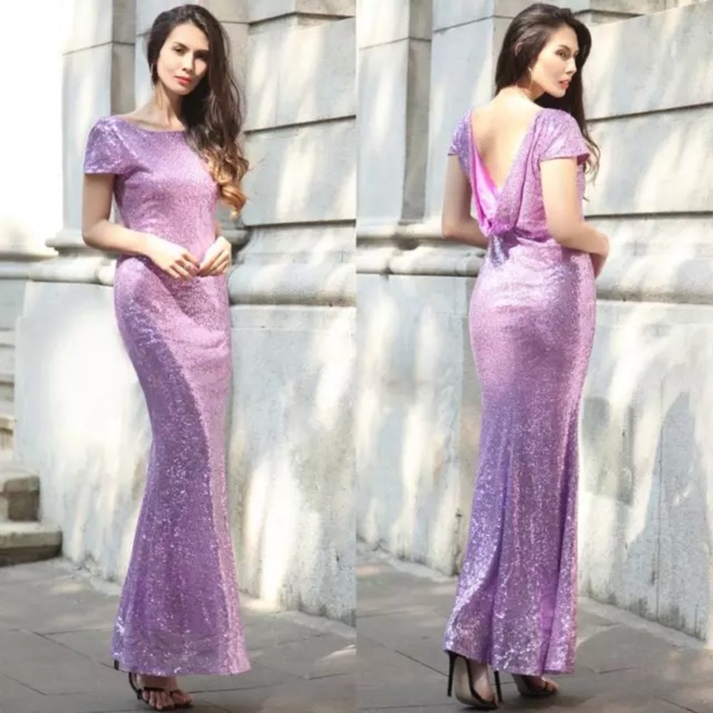 Lilac Sequin Bridesmaids dress Sequin Ball Gown
