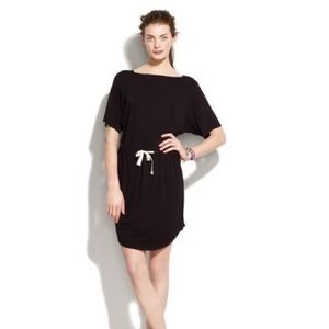 Madewell Hi-Line Navy Blue Drawstring Waist Dress