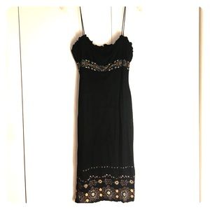 David Meister size 6 Black w/ Pattern Accent Dress
