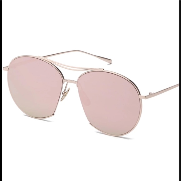 Mia -Rose Gold Mirrored Aviator Round Sunglasses - Picture 3 of 3