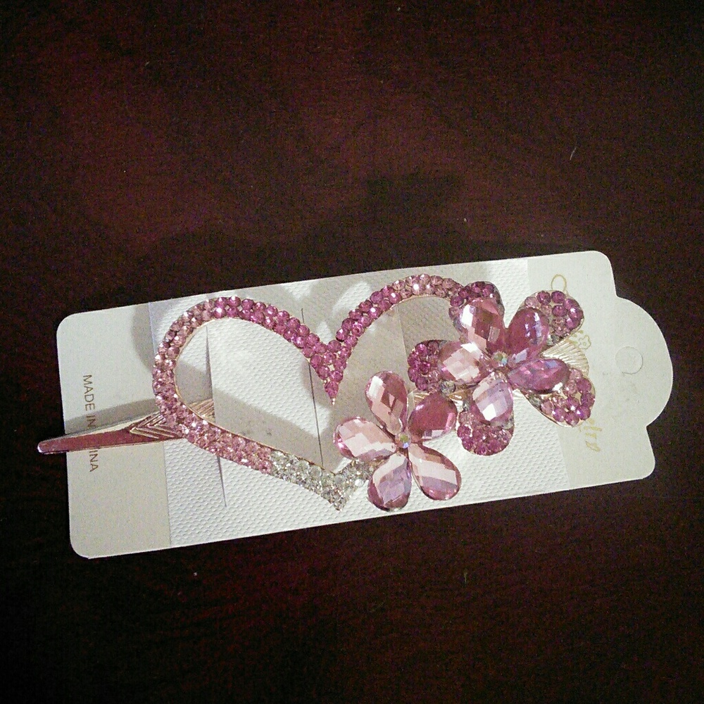 Pink Crystal Hair Clip