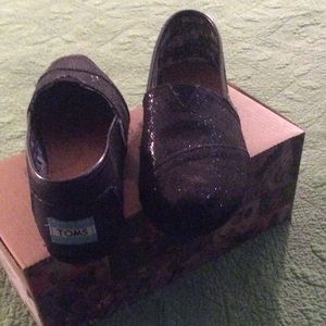 Toms Classics Black Glitters 3.5 youth