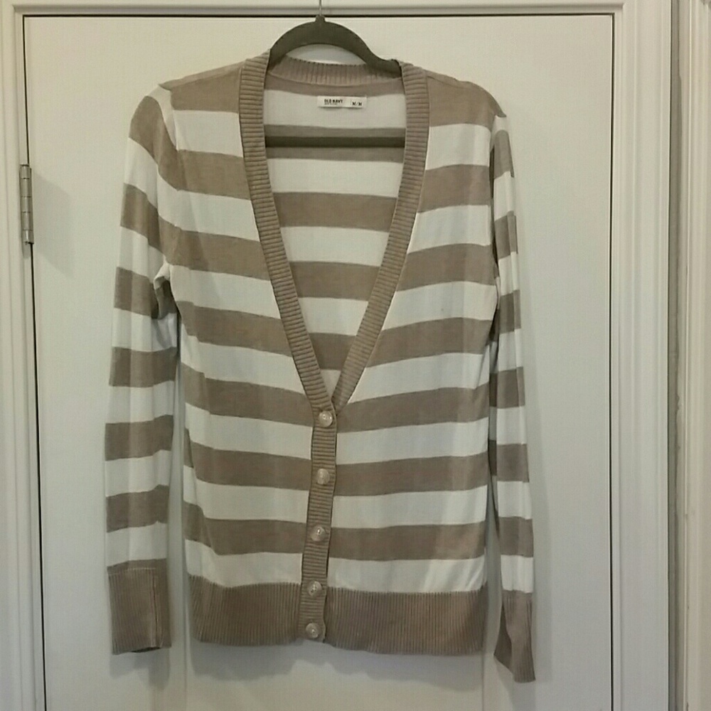 Tan and white cardigan