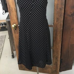 Ann Taylor PolkA dot dress / dark navy blue &white