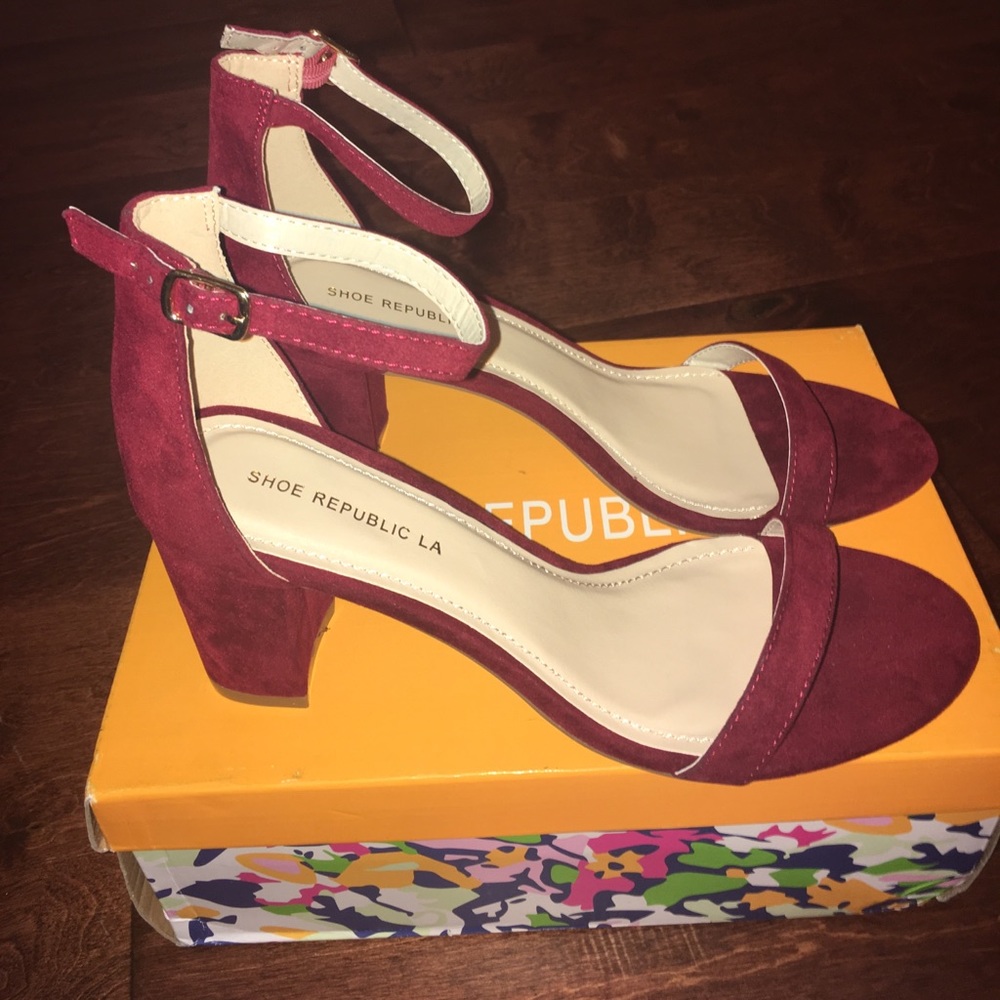 Wine Block Heels