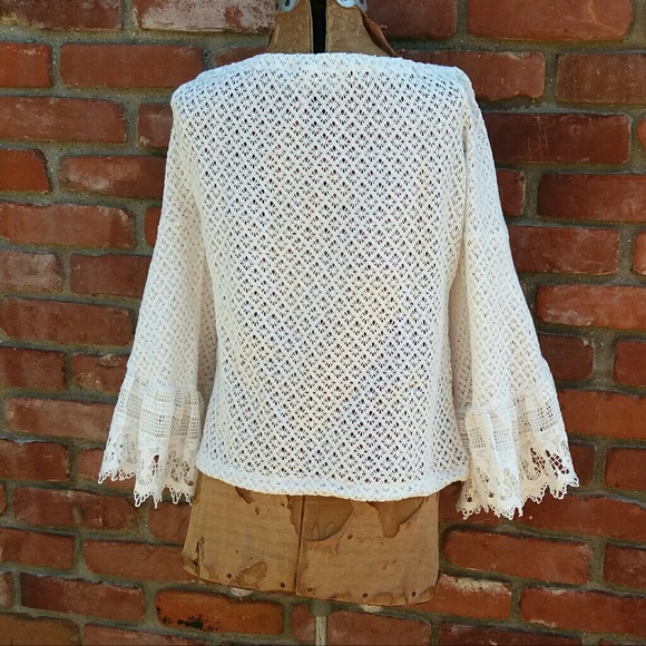LAST ONE Free People Lace Bell Sleeve Boho Top - Picture 3 of 7