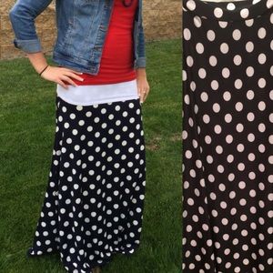 LuLaRoe Maxi Skirt extra small -black w/white dots