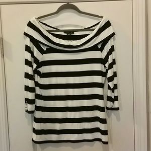 Striped off the shoulder 3/4 sleeve