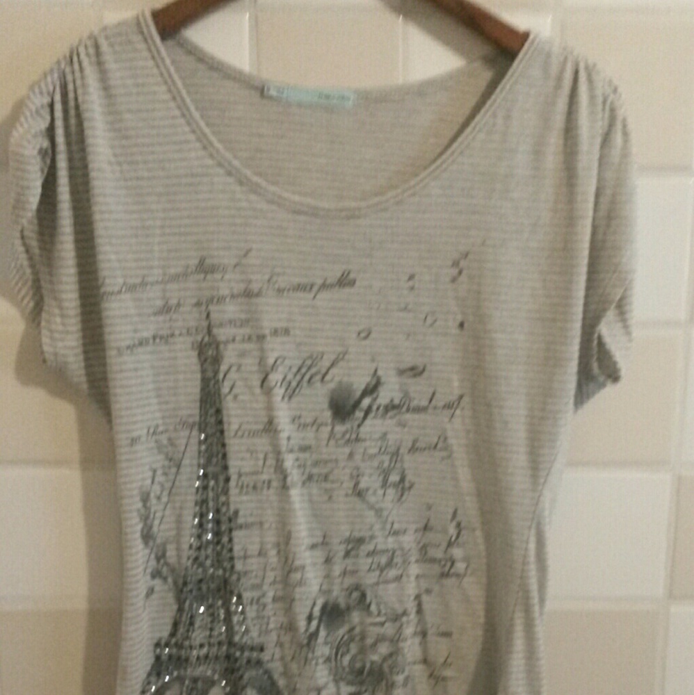 Maurice's thin loose fit bling Eiffel Tower tee