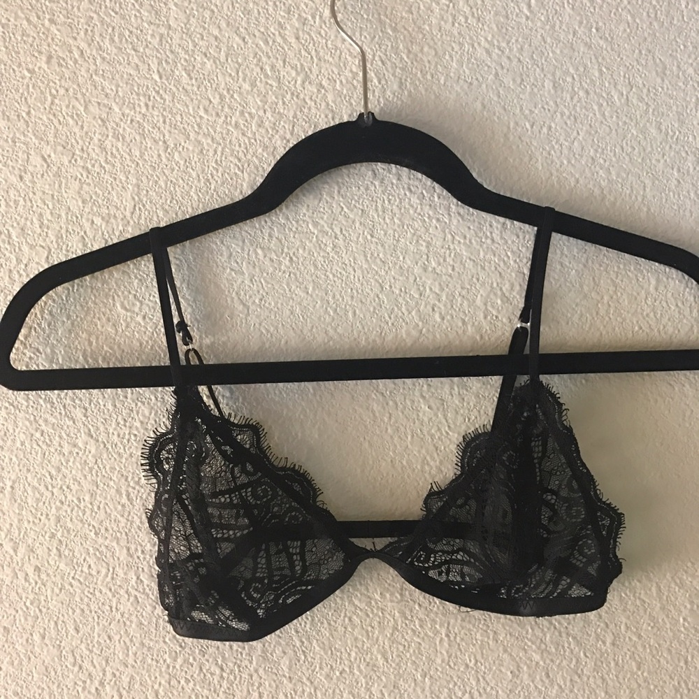etsy handmade Black Eyelash Lace Bralettte