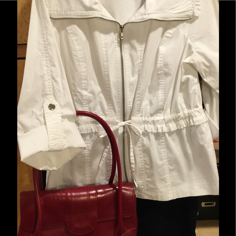 Summer White Jacket Full Front Zipper