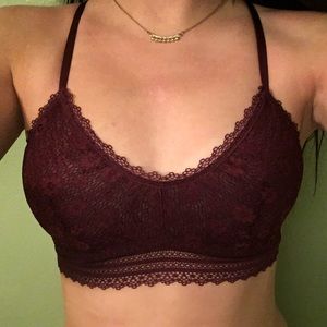 Burgundy lace bralette